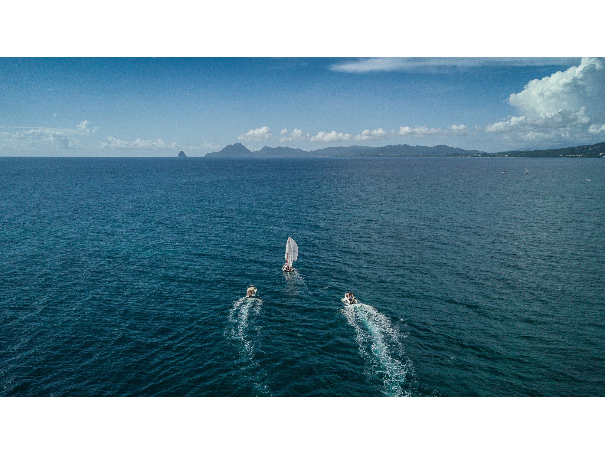 Le Mini 6.50 Arkema 3 lors de son arrivée de la Mini Transat - La Boulangère, en Martinique