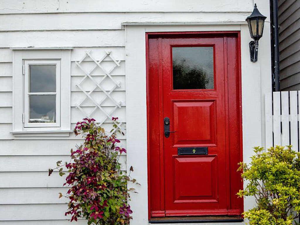 Exterior house with red door