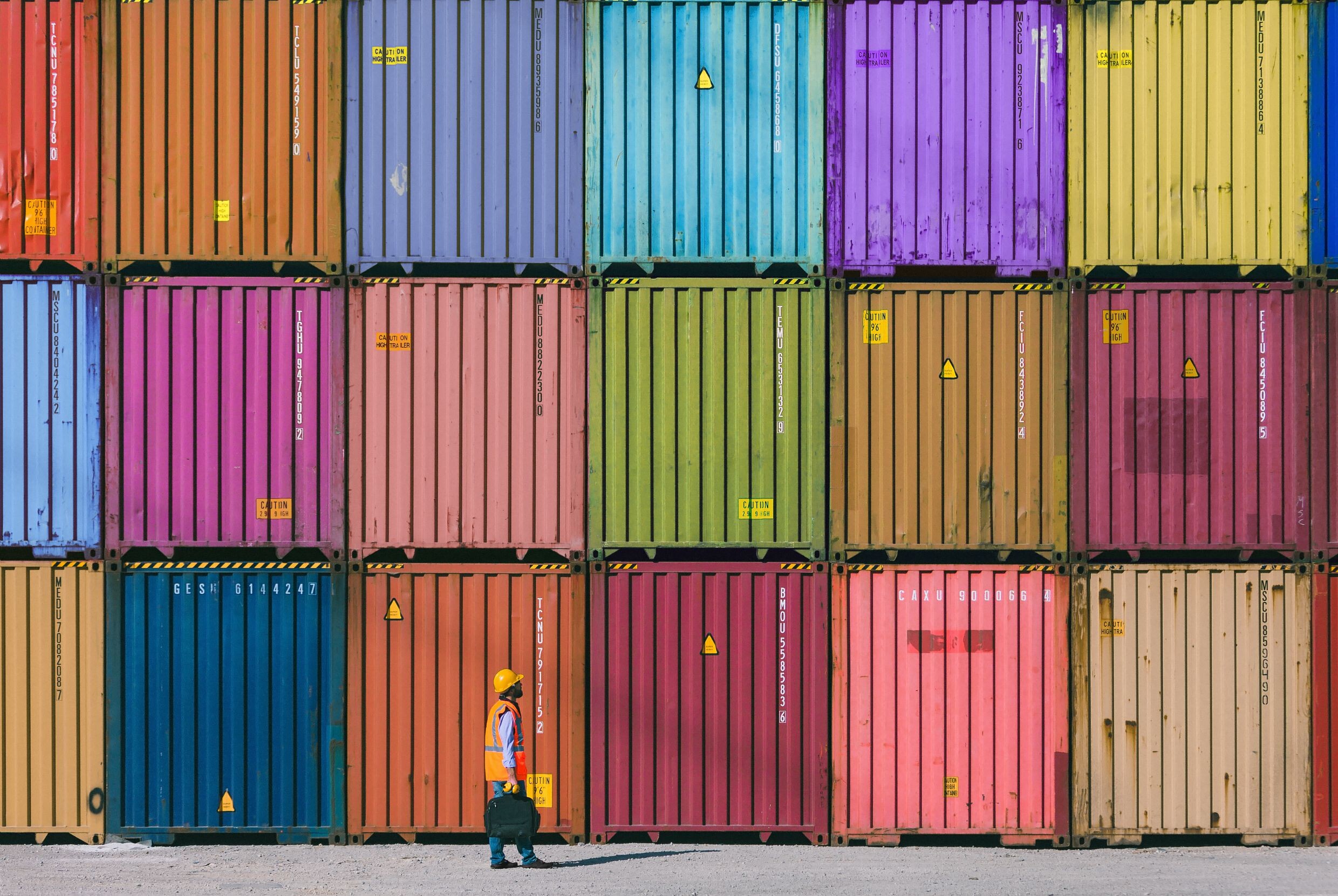 Colorful stacked containers