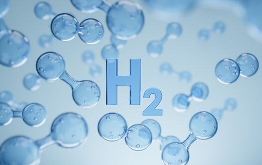 hydrogen molecules on a blue background