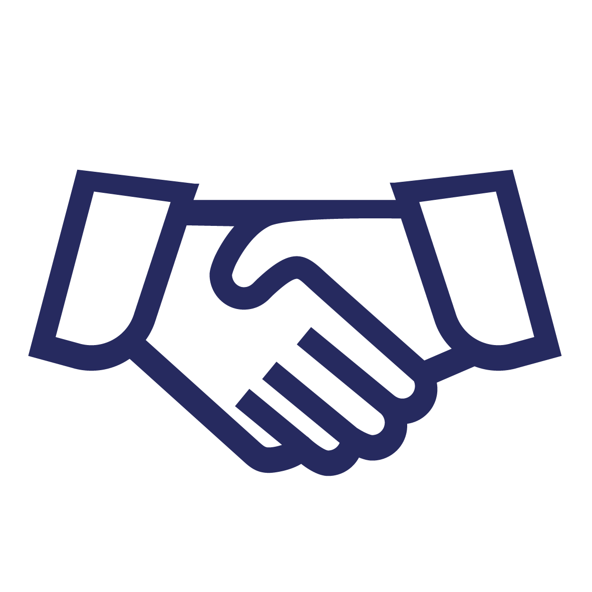 Pictogram representing a handshake to illustrate a comprehensive partnership between the supplier and their client