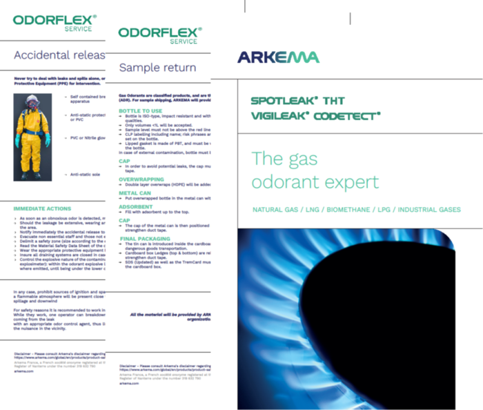 Flyers about Odorflex procedure and our gas odorants range and blends
