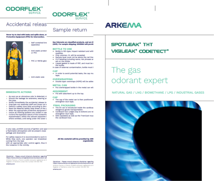 Flyers about Odorflex procedure and our gas odorants range and blends