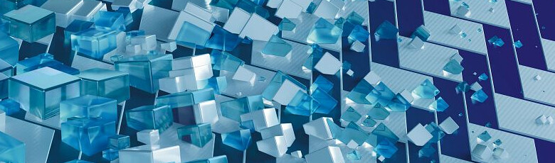Cubes transparents dans les tons bleu et vert