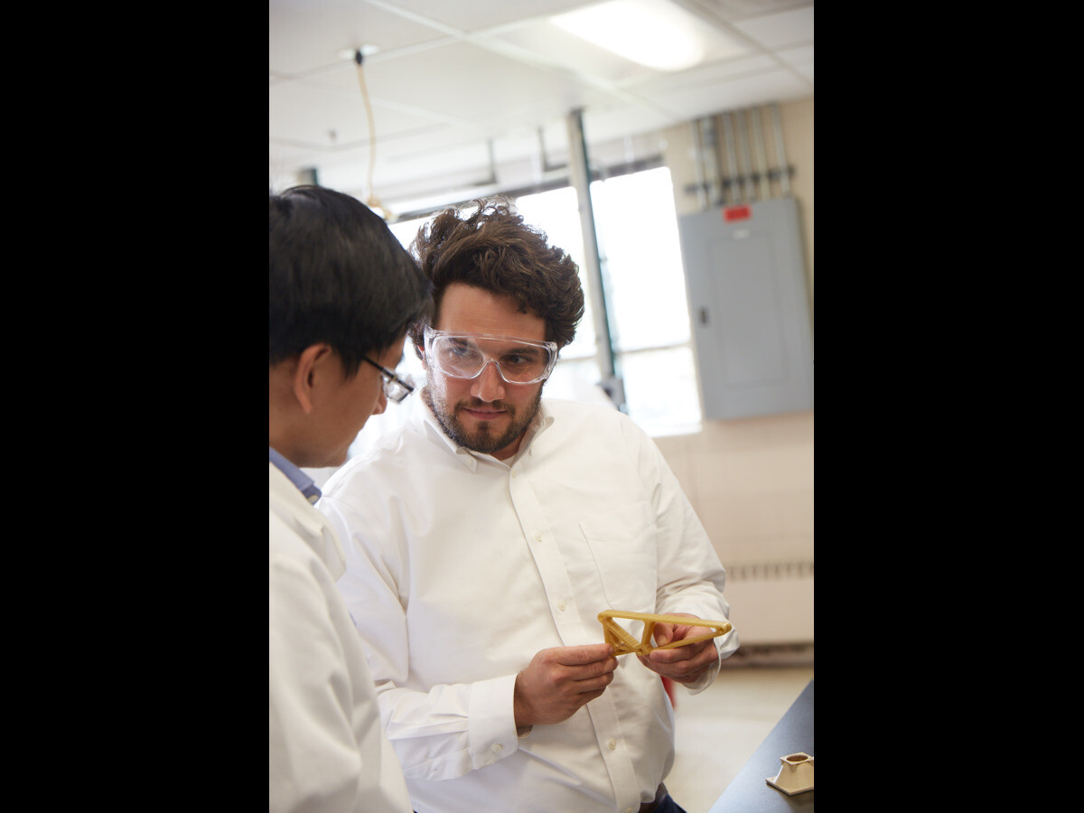 man with security glasses in a lab